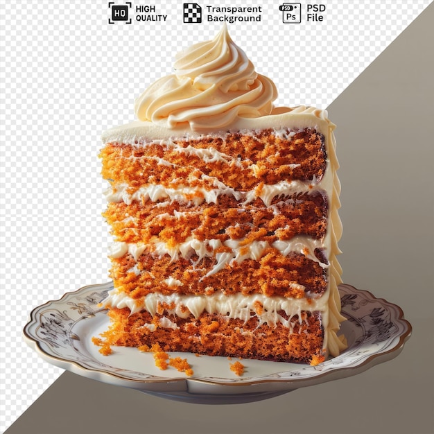 premium of carrot cake with cream cheese frosting isolated on transparent background