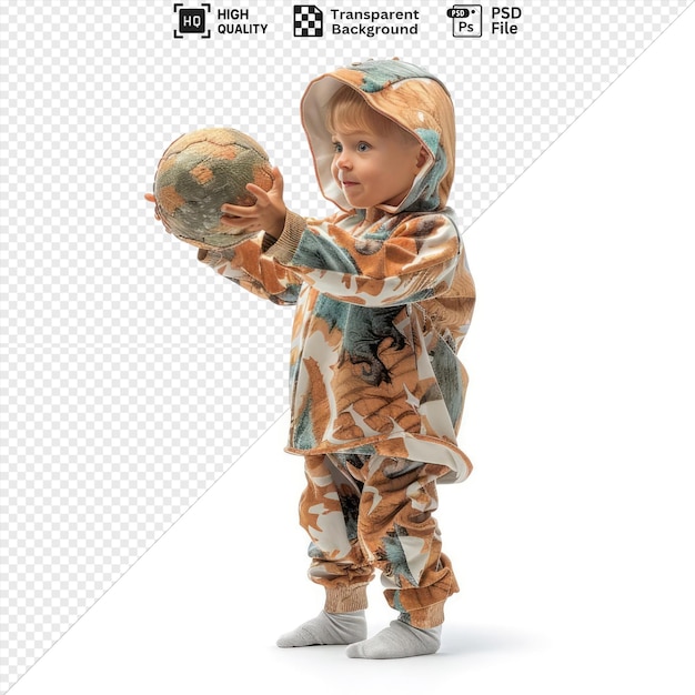 premium of child in a dinosaur costume isolated on transparent background