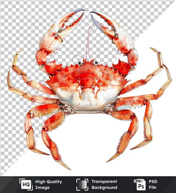 PSD premium crab hand drawn watercolor illustration isolated on isolated background