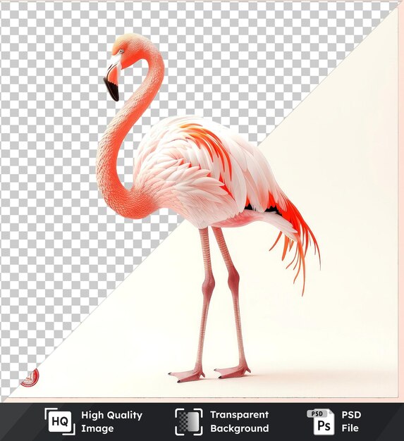 PSD premium of cute baby flamingo standing on pink background