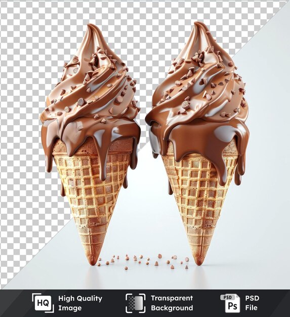 PSD premium of delicious chocolate ice cream cones isolated on transparent background