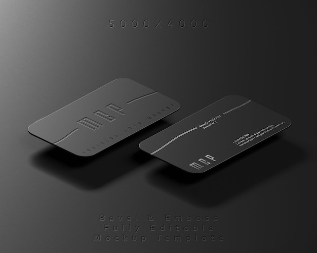 Premium Double Business Card Mockup with gold and silver bevel effect selectable background