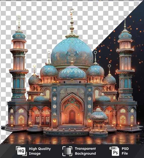 premium of eid al fitr children39s games featuring a blue building and dome with a fountain in the foreground