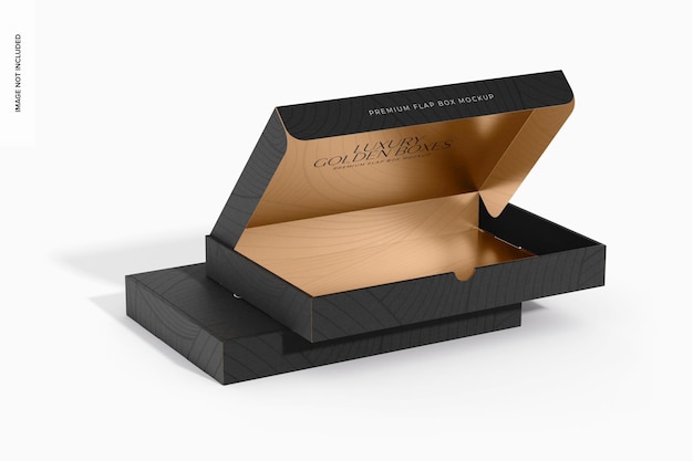 Premium Flap Boxes Mockup, Stacked