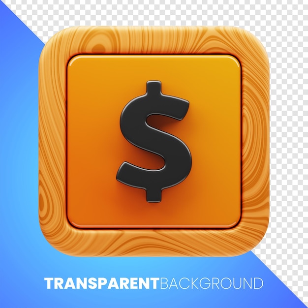 Premium game button dollar icon 3d rendering on isolated background