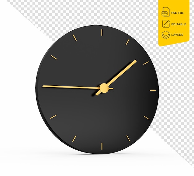 Premium Gold Clock Icon 0145 O Clock Quarter To Two One Forty Five O39Clock Time 3d Illustration