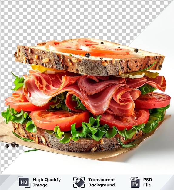 premium ham sandwich isolated on transparent background