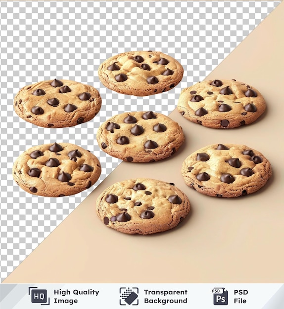 premium of high quality psd collection set of chocolate chip cookies png psd images