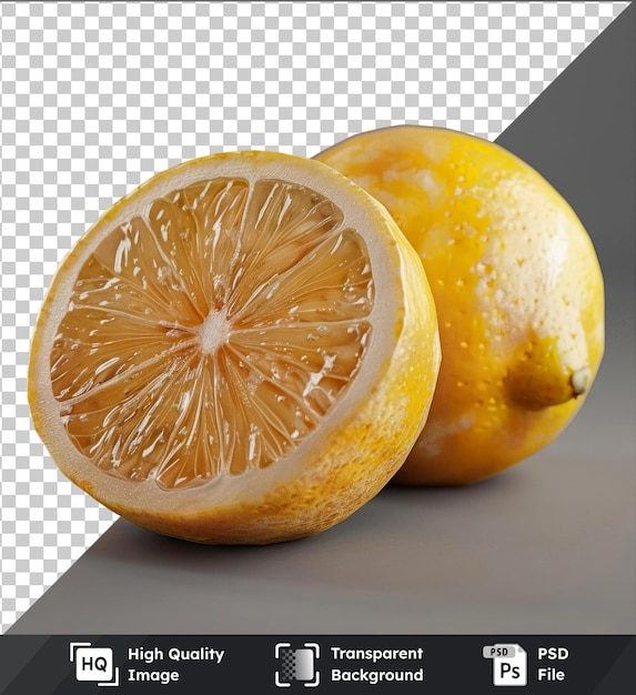 premium of high quality psd lemons dried on a wooden table with a white shadow in the background