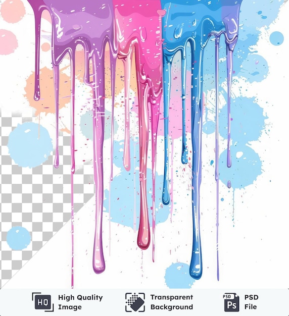 premium of high quality psd psychedelic paint drips vector symbol acid trippy paint drips on a isolated background with a blue flower in the foreground