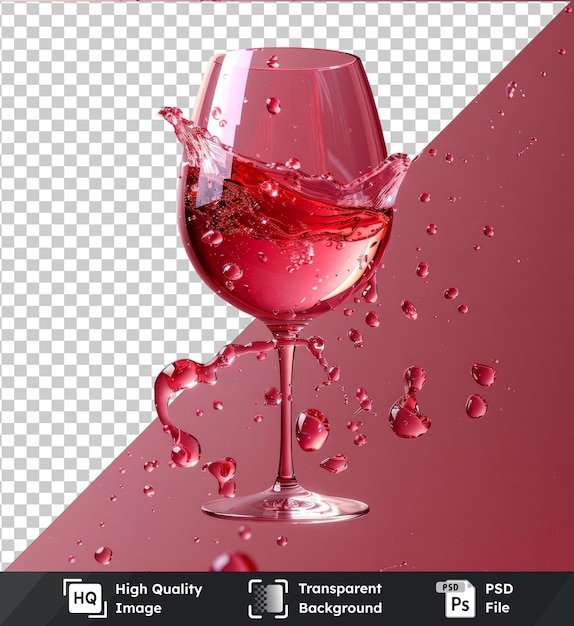 premium of high quality psd red wine splashing in a clear wine glass