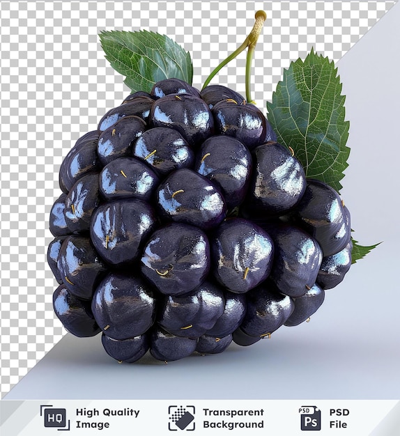 premium of high quality psd ripe blackberry mockup with green leaves and stem