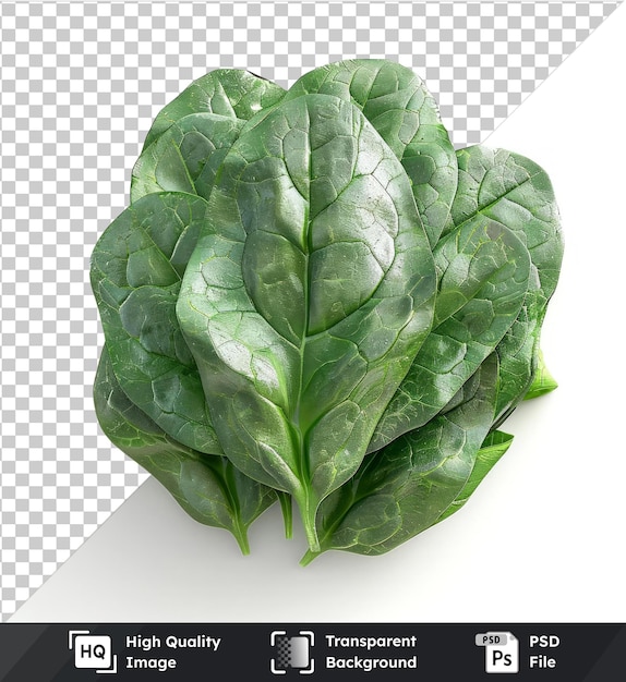 premium of high quality psd spinach leaves displayed on a isolated background