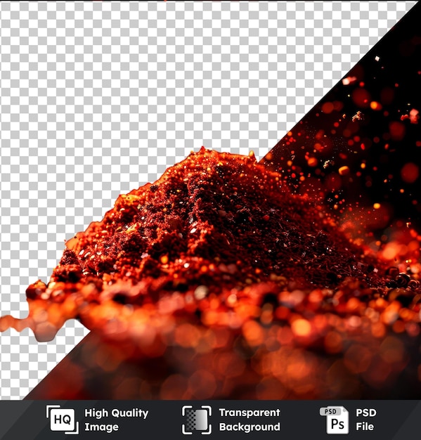 premium of high quality psd spowith red pepper powder on a black background