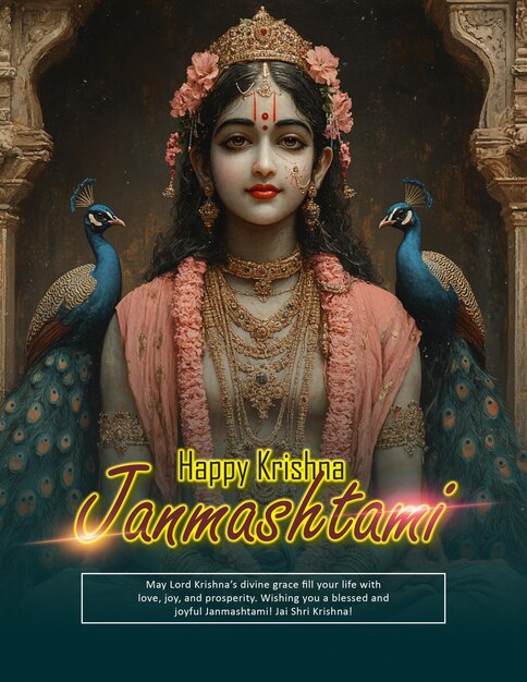 PSD premium krishna janmashtami flyer design with fully editable layers