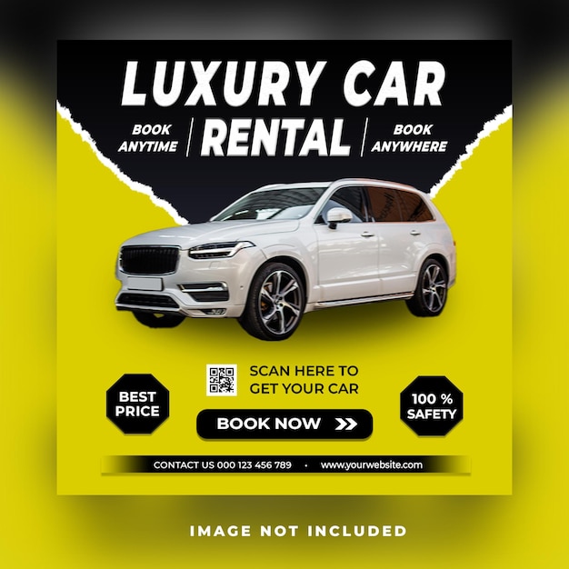 Premium luxury affordable car rental service social media post story or square flyer banner template