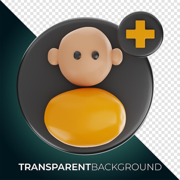 Premium media add friend icon 3d rendering on isolated background