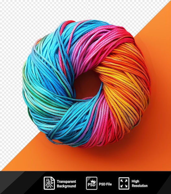 premium of multicolored yarn skein isolated on an orange background png psd