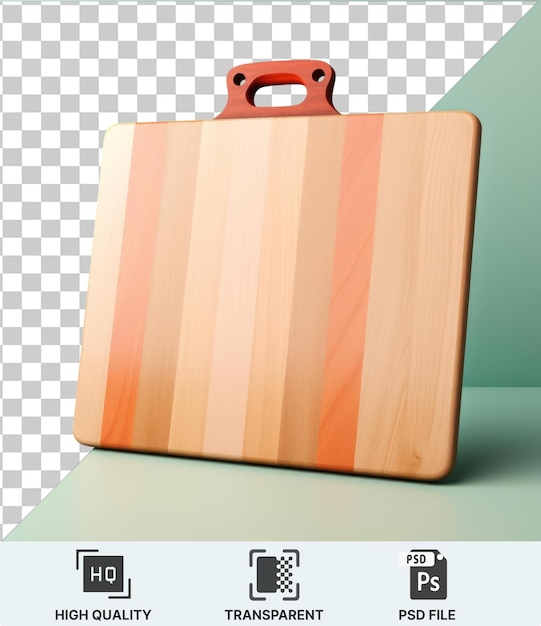 premium photo of a striped suitcase with a red handle sits on a white table against a light blue and blue wall casting a dark shadow