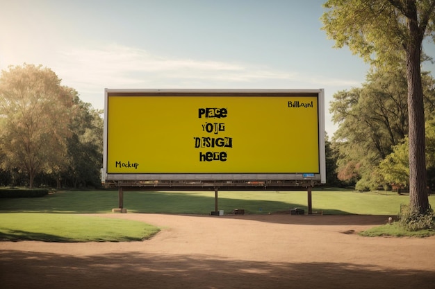 Premium PSD Billboard Advertising mockup with park background