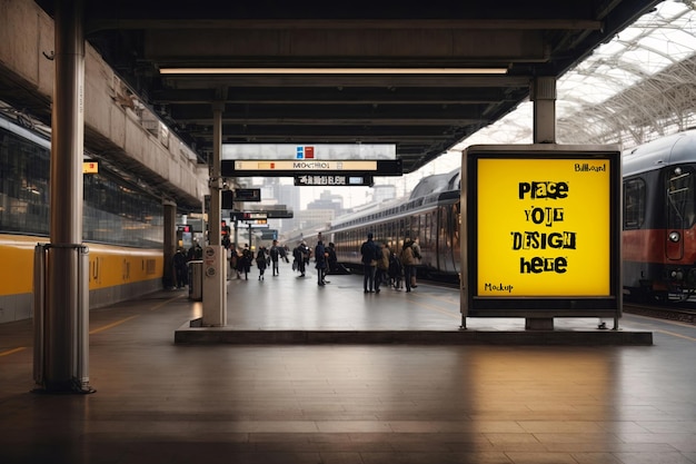 Premium PSD Billboard Advertising mockup with subway station background