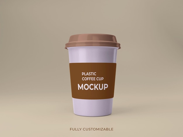 premium quality plastic coffee cup mockup design front vie