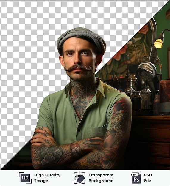 PSD premium of realistic photographic tattoo artist _ s tattoo studio photo by person