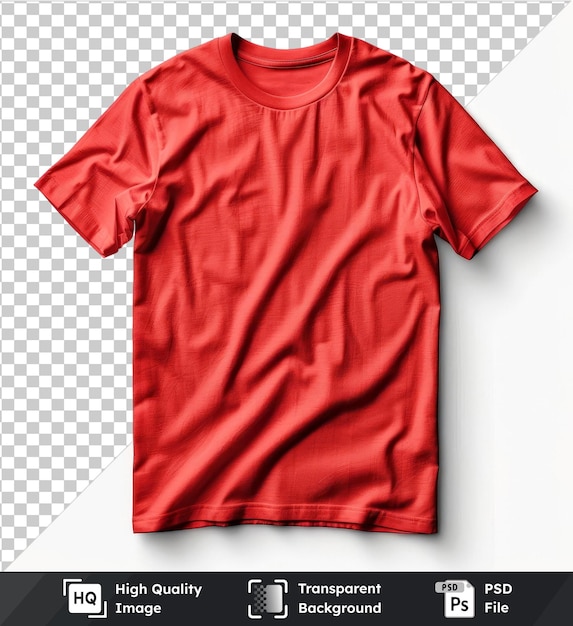 premium of red tshirt template isolated on a transparent background