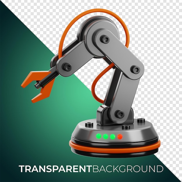 Premium robotic technology industrial arm icon 3d rendering on isolated background