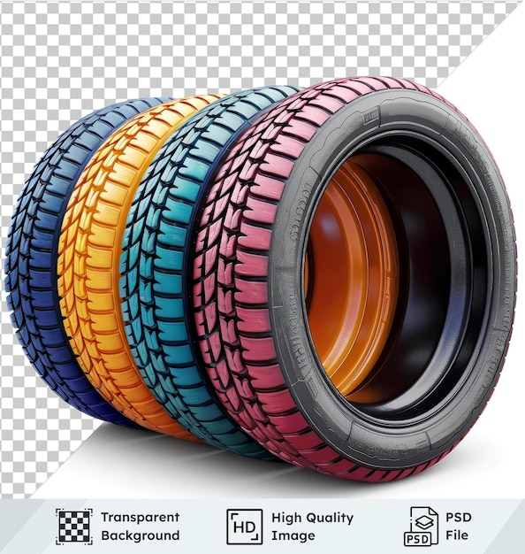 premium of set of car tires isolated on transparent background