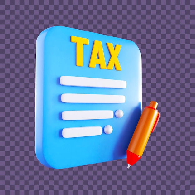 Premium Tax sheet 3d icon Tax filing TDS GST income tax income tax returns Tax benefits Tax