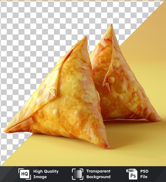 premium of vegetable samosas on a yellow background