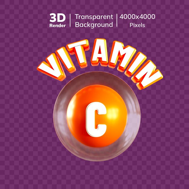 Premium Vitamin C icon 3D vitamin text