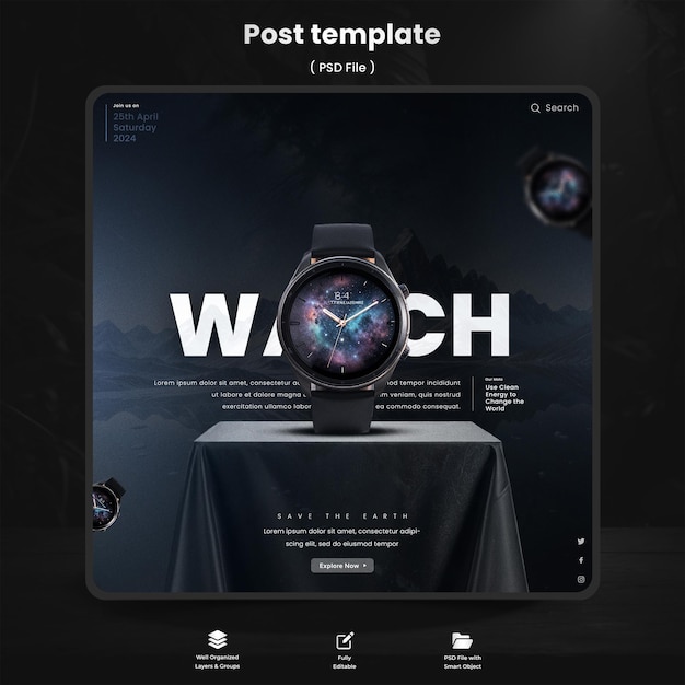 PSD premium watch social media post