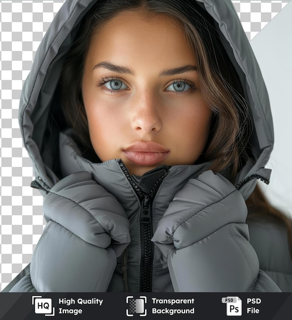 premium women s grey hooded warm sport puffer jacket with a hood