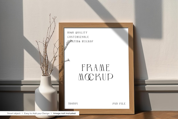 Premium Wood Frame Photoshop Mockup for Poster Art Painting and Branding