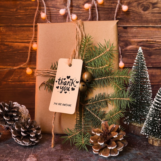 PSD present box mockup with christmas concept