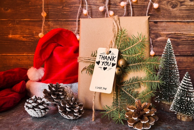 Present box mockup with christmas concept