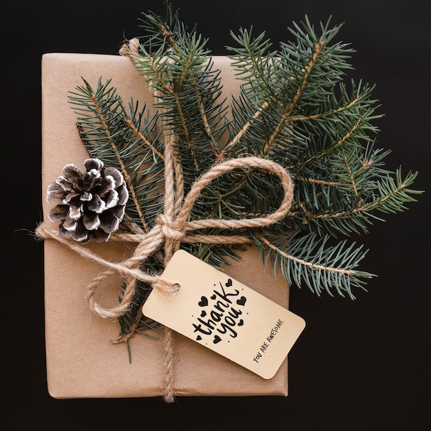 PSD present box mockup with christmas concept