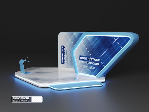 Presentation booth stage mockup with transparent background