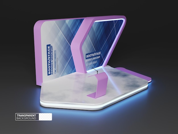 Presentation booth stage mockup with transparent background