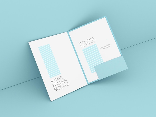 Presentation folder with A4 paper mockup