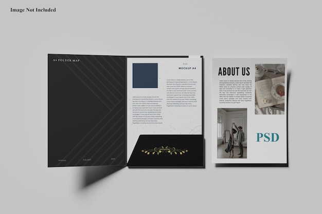 Presentation folder with a4 paper mockup