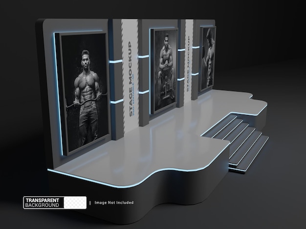 Presentation stage performance mockup with transparent background option