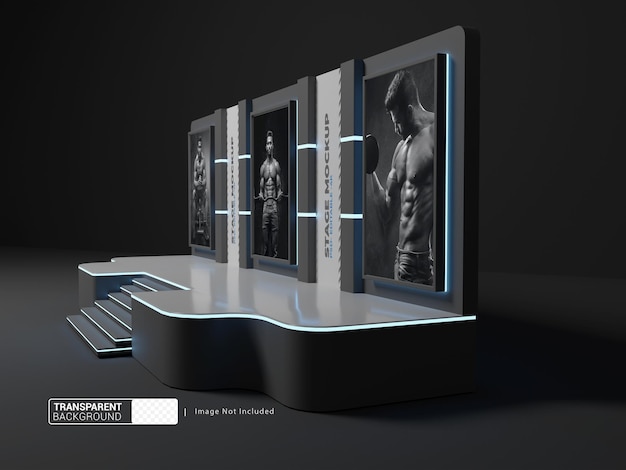 Presentation stage performance mockup with transparent background option