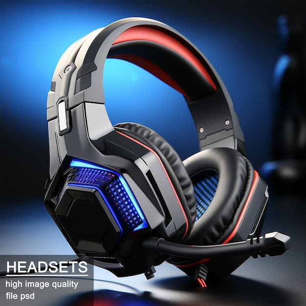 PSD presents gamer headset products with modern designs with neon lights