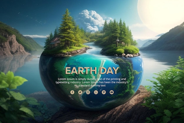 Preserving nature earth day banner psd template