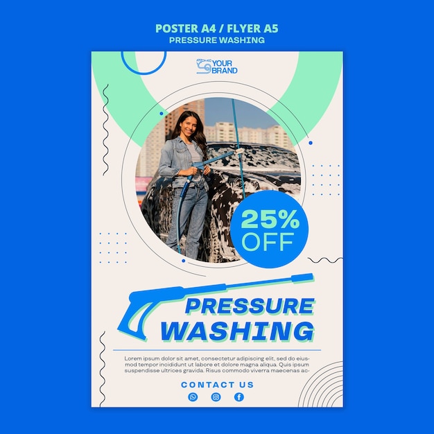 PSD pressure washing service poster template