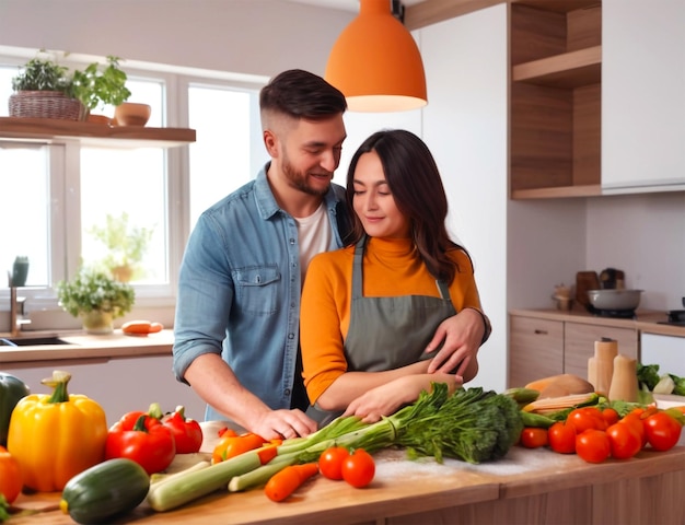 PSD pretty couple in a kitchen