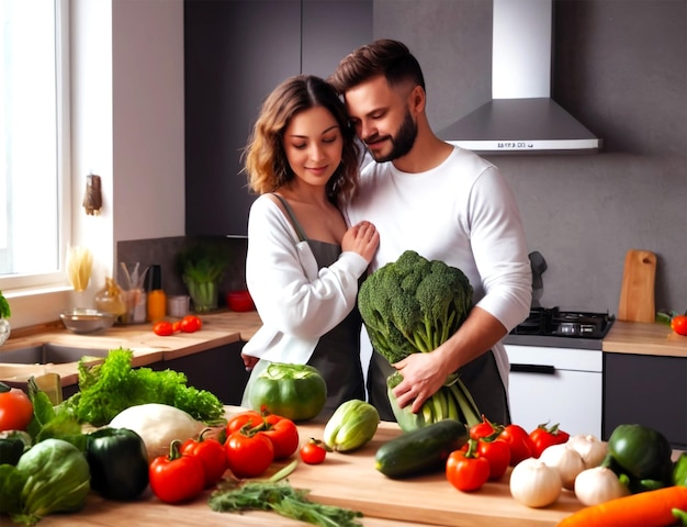 PSD pretty couple in a kitchen